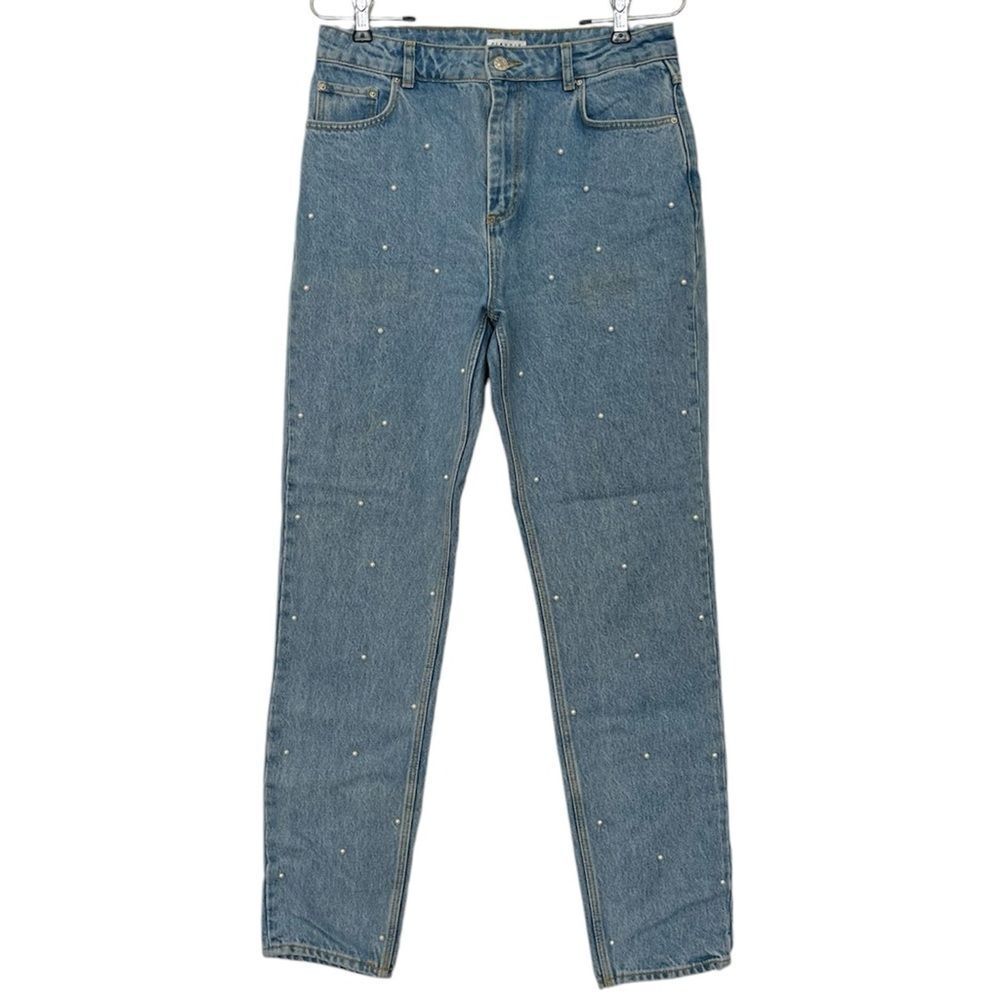 Claudie Pierlot Jeans Pearls Light Wash Tapered Denim Jeans High Waist 40 Size 8